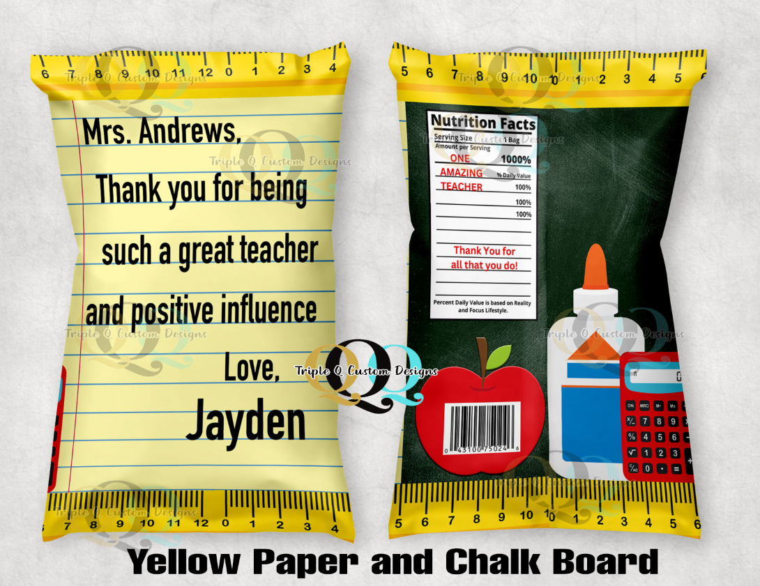 Teacher Appreciation Chip Bags