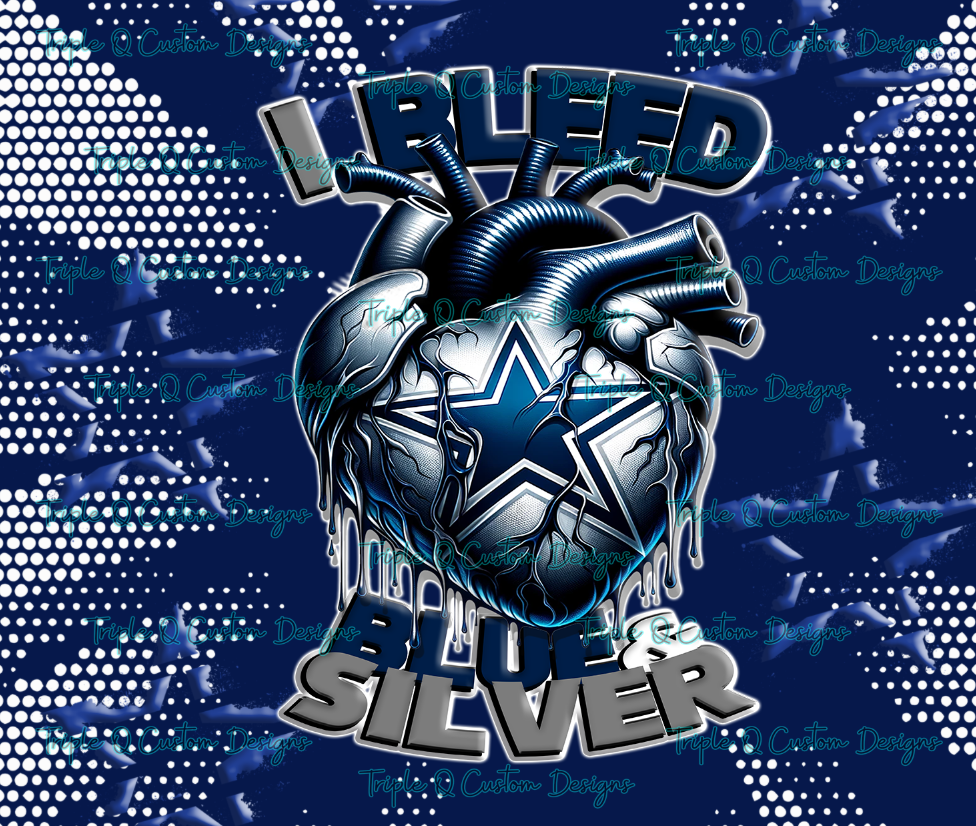 I Bleed Blue & Silver Tumbler - Cowboys