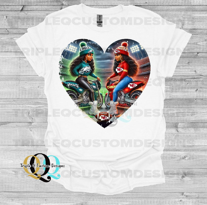 Eagles vs Chiefs Superbowl Heart Shirt