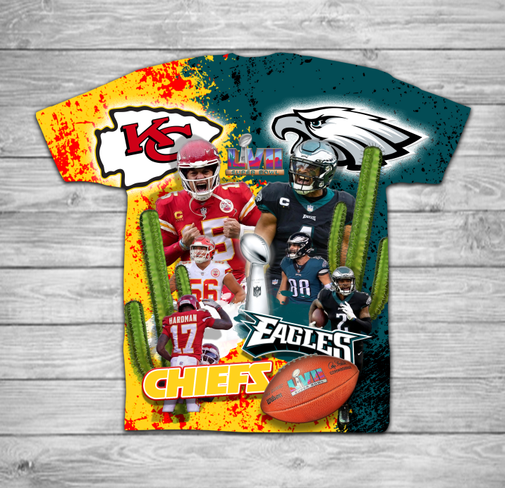 Eagles and Chiefs Split Design Shirt