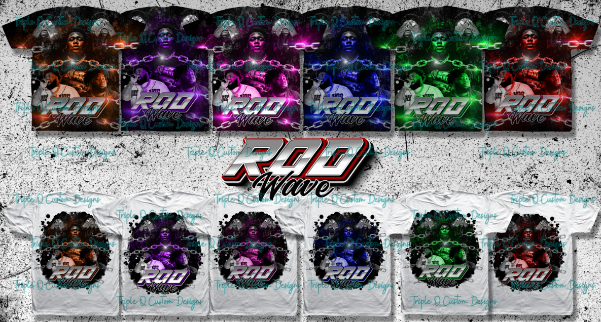 Rod Wave Custom Chain Rod Wave Chains Center Print Shirt – Triple Q Custom Designs