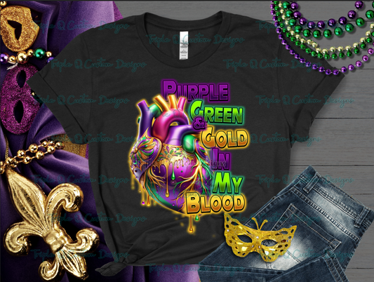 Purple, Green, and Gold Mardi Gras Shirt