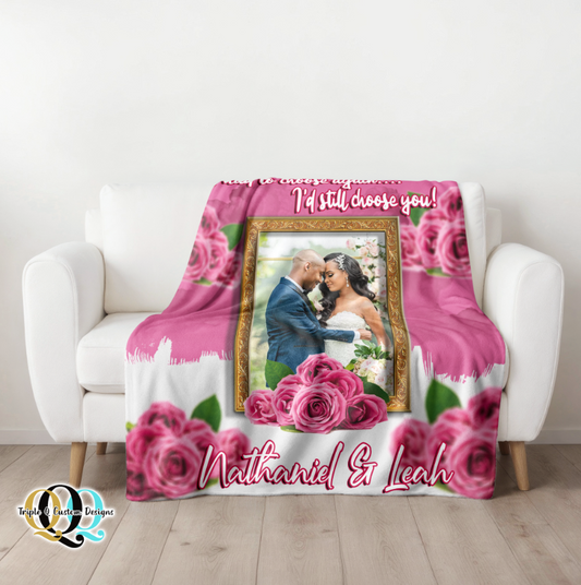 Custom Frame and Flowers Blanket