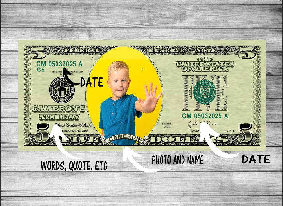 Custom $5 Bills | Birthday Money | Stacks of Bills