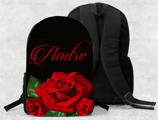 Red Rose Bookbag / Personalized Large Back Pack