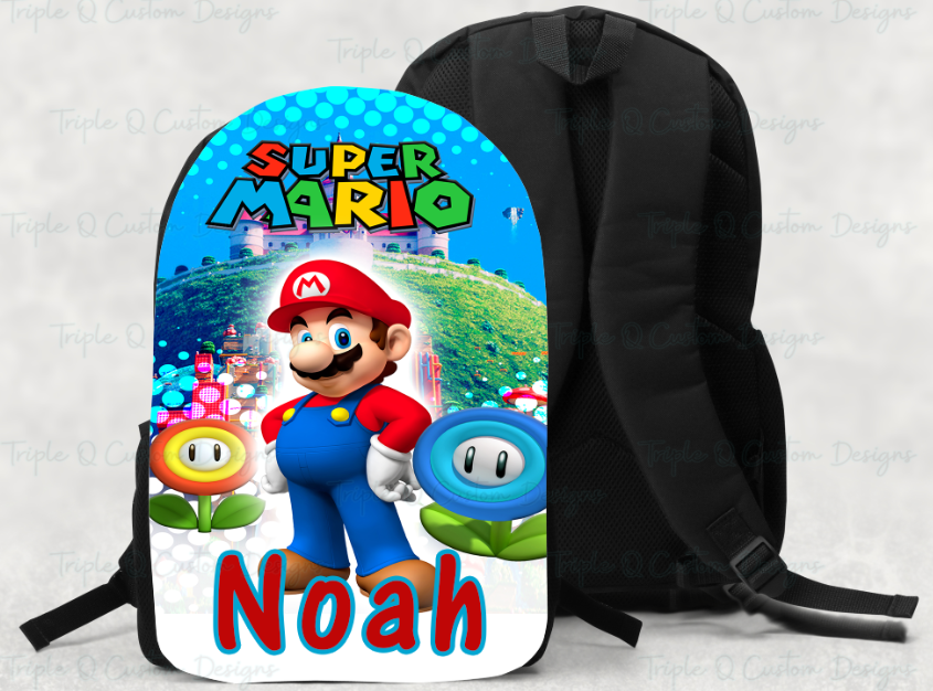 Mario Large Bookbag / Personalized Large Back Pack