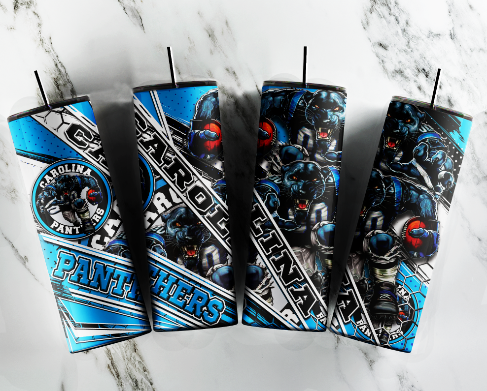 Carolina Panthers Tumbler / Sublimation Print / 20oz Tumbler